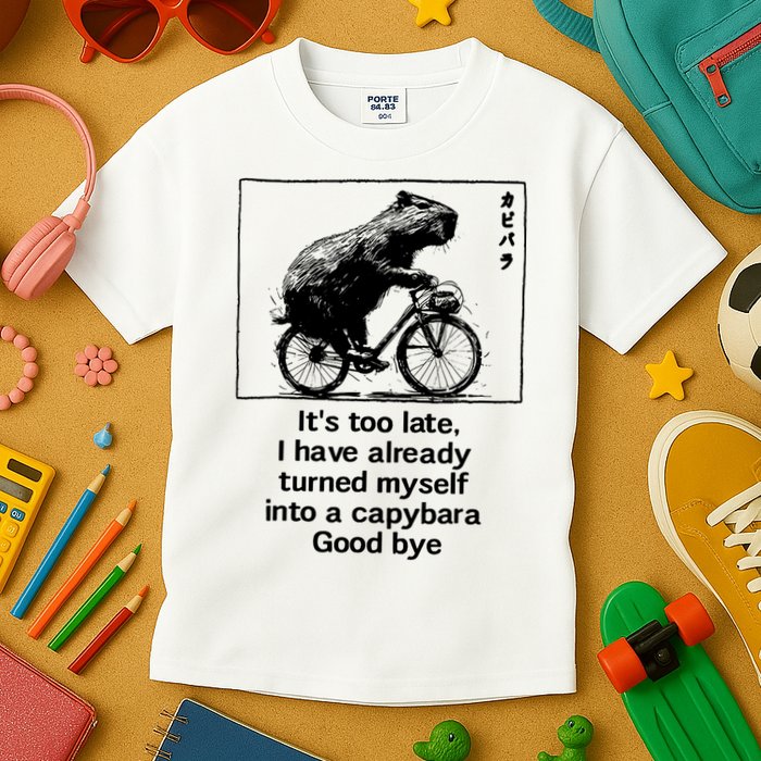 ItS Too Late I Have Already Turned Myself Into A Capybara Kids T-Shirt