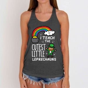 I Teach Little Cutest Leprechauns St Patricks Day Teacher Women's Knotted Racerback Tank