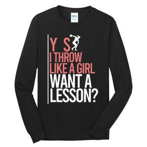 I Throw Like A Girl Discus Throwing Track And Field Discus Tall Long Sleeve T-Shirt