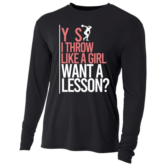 I Throw Like A Girl Discus Throwing Track And Field Discus Cooling Performance Long Sleeve Crew