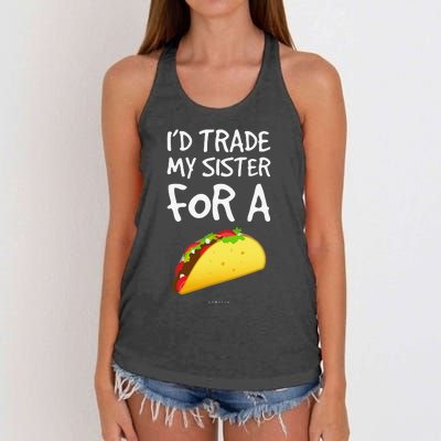 I'd Trade My Sister For A Taco Funny Taco Women's Knotted Racerback Tank