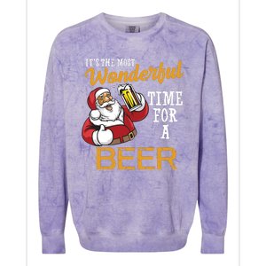 It's The Most Wonderful Time For A Beer Funny Santa Christmas Colorblast Crewneck Sweatshirt