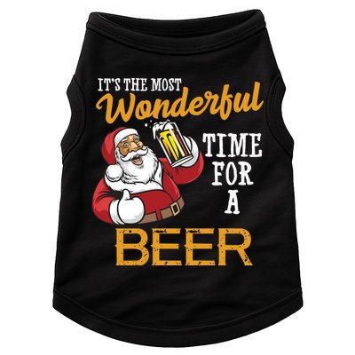 It's The Most Wonderful Time For A Beer Funny Santa Christmas Doggie Tank