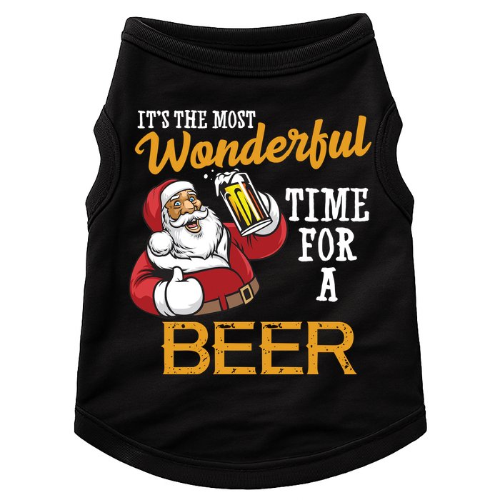 It's The Most Wonderful Time For A Beer Funny Santa Christmas Doggie Tank