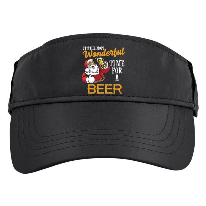 It's The Most Wonderful Time For A Beer Funny Santa Christmas Adult Drive Performance Visor