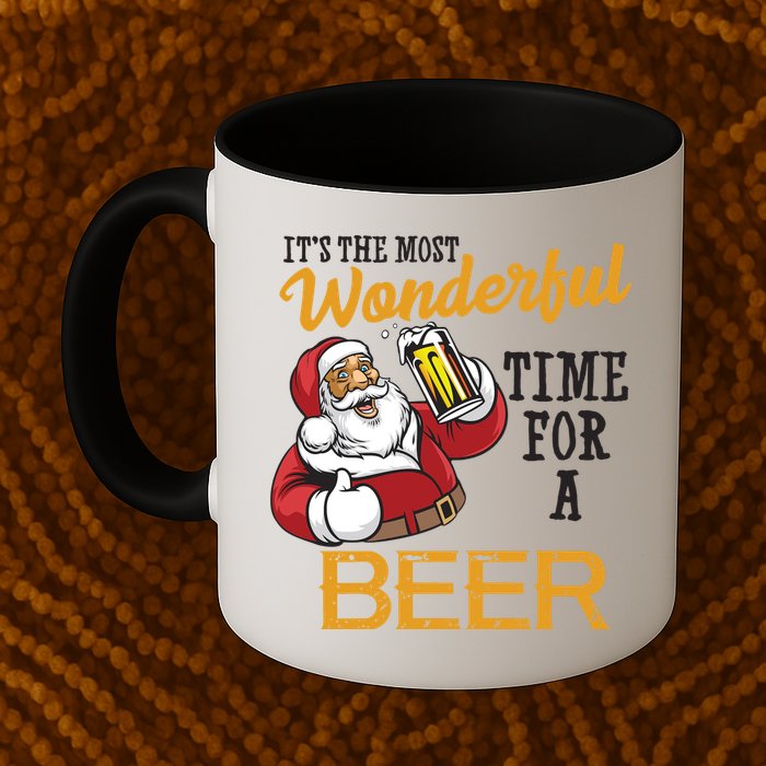 It's The Most Wonderful Time For A Beer Funny Santa Christmas Mug