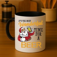 It's The Most Wonderful Time For A Beer Funny Santa Christmas Mug