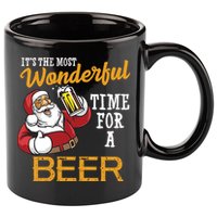 It's The Most Wonderful Time For A Beer Funny Santa Christmas 11oz C Handle Ceramic Mug