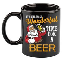 It's The Most Wonderful Time For A Beer Funny Santa Christmas 11oz C Handle Ceramic Mug