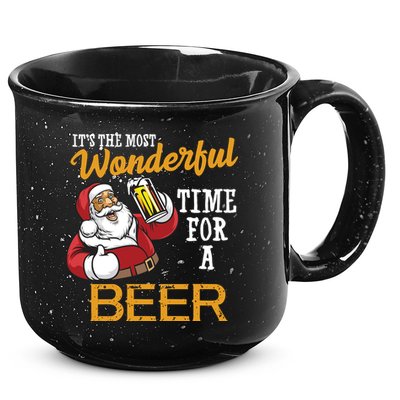It's The Most Wonderful Time For A Beer Funny Santa Christmas 15oz Campfire Ceramic Mug