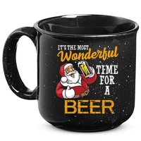 It's The Most Wonderful Time For A Beer Funny Santa Christmas 15oz Campfire Ceramic Mug