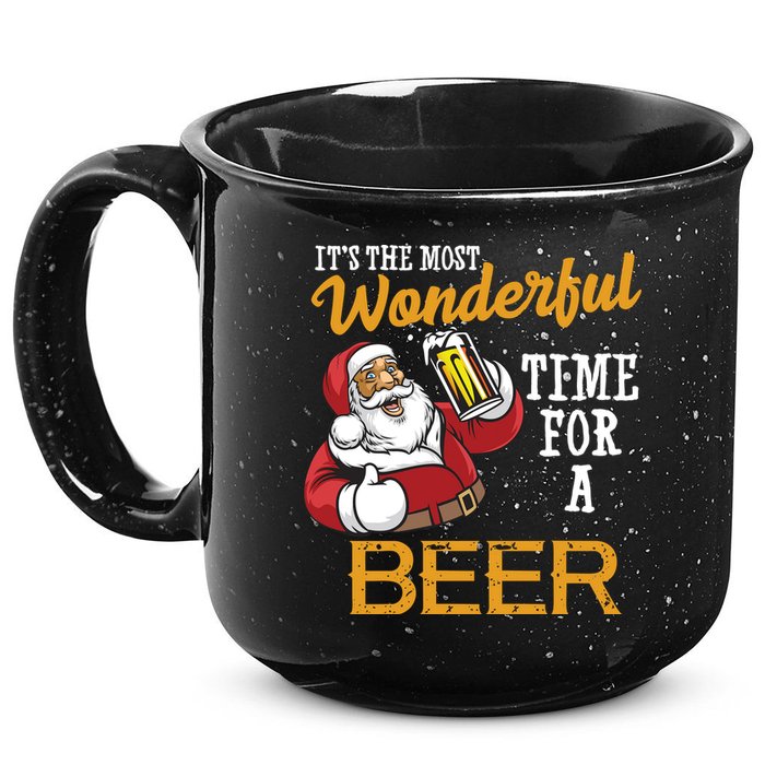 It's The Most Wonderful Time For A Beer Funny Santa Christmas 15oz Campfire Ceramic Mug
