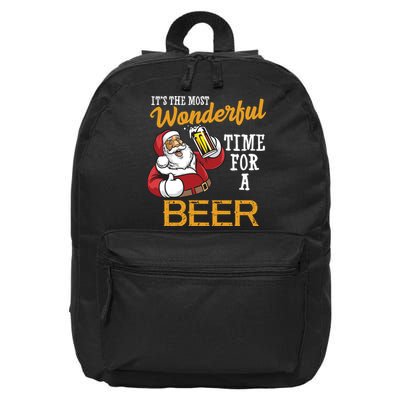 It's The Most Wonderful Time For A Beer Funny Santa Christmas 16 in Basic Backpack