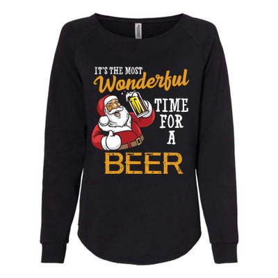 It's The Most Wonderful Time For A Beer Funny Santa Christmas Womens California Wash Sweatshirt