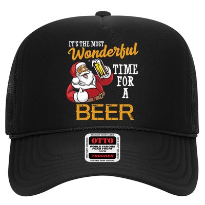 It's The Most Wonderful Time For A Beer Funny Santa Christmas Trucker Hat
