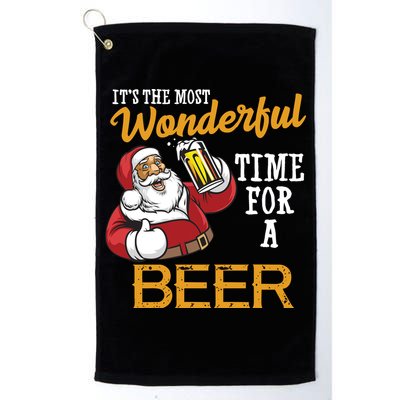 It's The Most Wonderful Time For A Beer Funny Santa Christmas Golf Towel