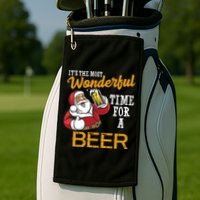 It's The Most Wonderful Time For A Beer Funny Santa Christmas Golf Towel