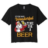 It's The Most Wonderful Time For A Beer Funny Santa Christmas Crop Top