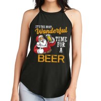 It's The Most Wonderful Time For A Beer Funny Santa Christmas Women's Perfect Tri Rocker Tank