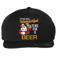 It's The Most Wonderful Time For A Beer Funny Santa Christmas Wool Snapback Cap