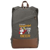 It's The Most Wonderful Time For A Beer Funny Santa Christmas Cotton Canvas Backpack