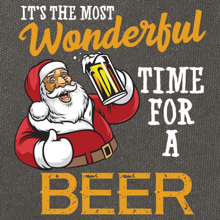 It's The Most Wonderful Time For A Beer Funny Santa Christmas Cotton Canvas Backpack