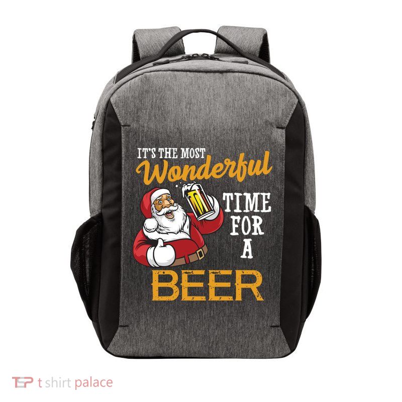It's The Most Wonderful Time For A Beer Funny Santa Christmas Vector Backpack