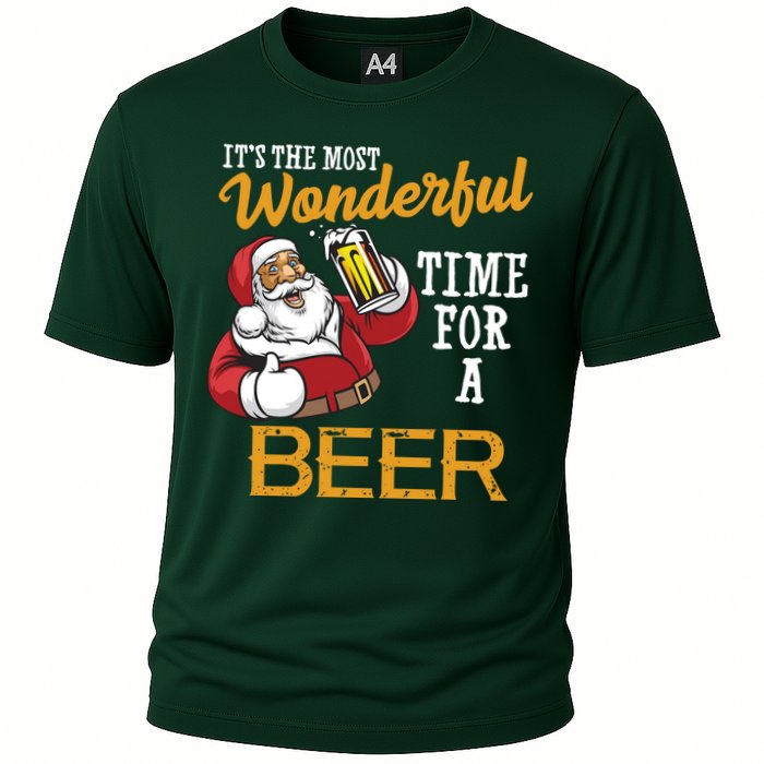 It's The Most Wonderful Time For A Beer Funny Santa Christmas Performance Shirt
