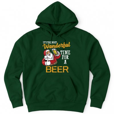 It's The Most Wonderful Time For A Beer Funny Santa Christmas Hoodie
