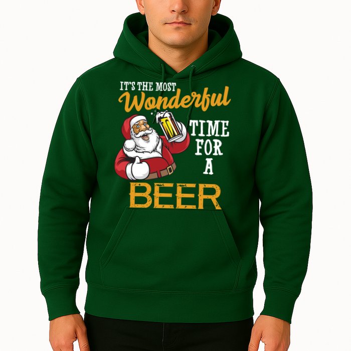 It's The Most Wonderful Time For A Beer Funny Santa Christmas Hoodie