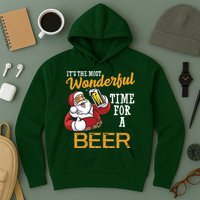 It's The Most Wonderful Time For A Beer Funny Santa Christmas Hoodie