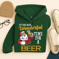 It's The Most Wonderful Time For A Beer Funny Santa Christmas Hoodie