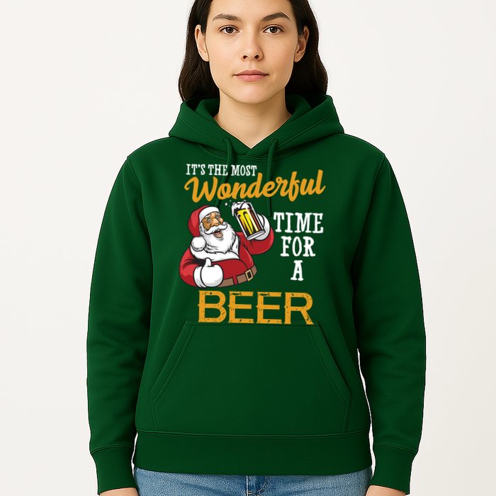 It's The Most Wonderful Time For A Beer Funny Santa Christmas Hoodie