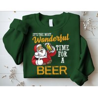 It's The Most Wonderful Time For A Beer Funny Santa Christmas Sweatshirt