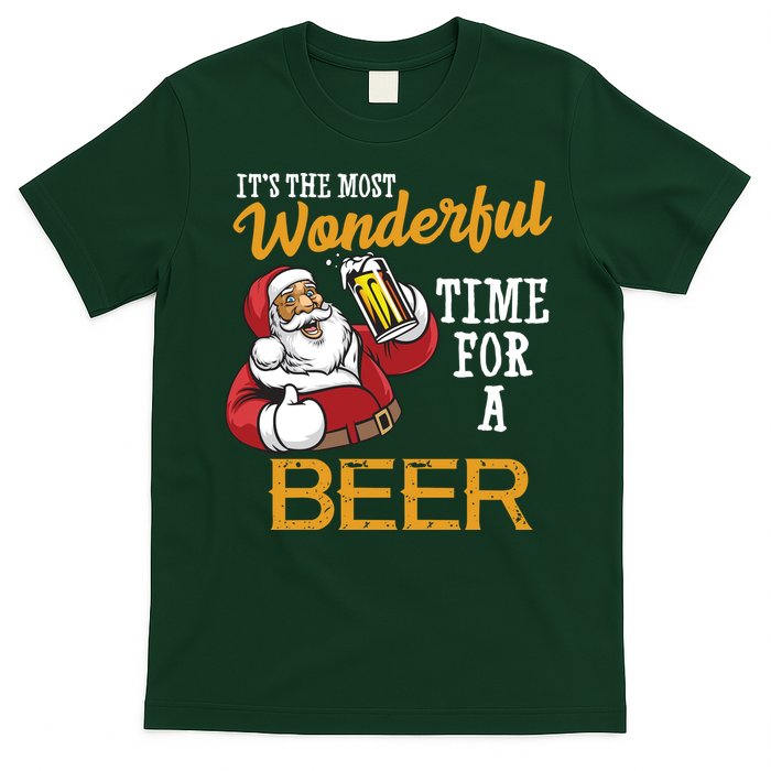 It's The Most Wonderful Time For A Beer Funny Santa Christmas T-Shirt