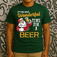It's The Most Wonderful Time For A Beer Funny Santa Christmas T-Shirt