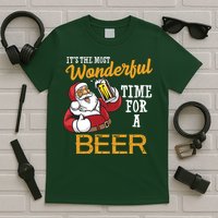 It's The Most Wonderful Time For A Beer Funny Santa Christmas T-Shirt