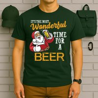 It's The Most Wonderful Time For A Beer Funny Santa Christmas T-Shirt