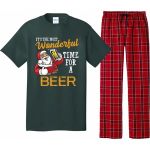 It's The Most Wonderful Time For A Beer Funny Santa Christmas Pajama Set