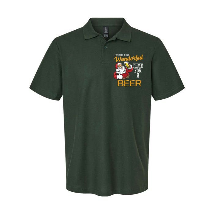 It's The Most Wonderful Time For A Beer Funny Santa Christmas Softstyle Adult Sport Polo