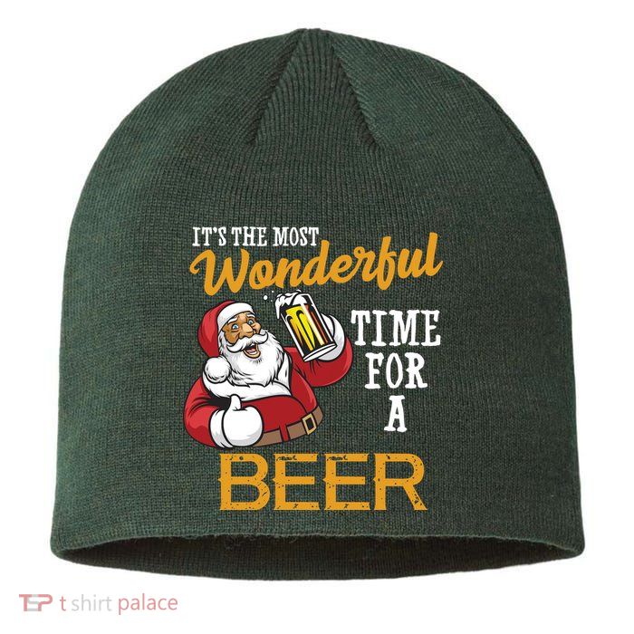 It's The Most Wonderful Time For A Beer Funny Santa Christmas Sustainable Beanie