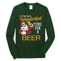 It's The Most Wonderful Time For A Beer Funny Santa Christmas Tall Long Sleeve T-Shirt