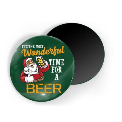 It's The Most Wonderful Time For A Beer Funny Santa Christmas Magnet