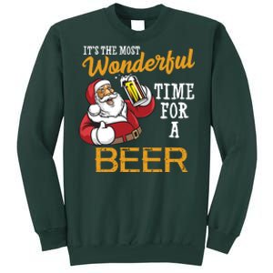 It's The Most Wonderful Time For A Beer Funny Santa Christmas Tall Sweatshirt