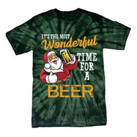 It's The Most Wonderful Time For A Beer Funny Santa Christmas Tie-Dye T-Shirt