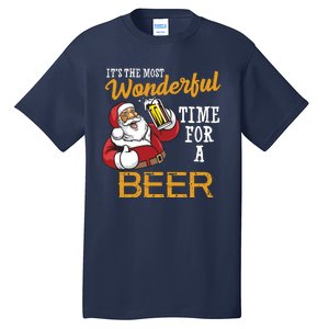 It's The Most Wonderful Time For A Beer Funny Santa Christmas Tall T-Shirt