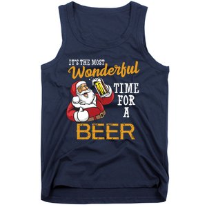 It's The Most Wonderful Time For A Beer Funny Santa Christmas Tank Top