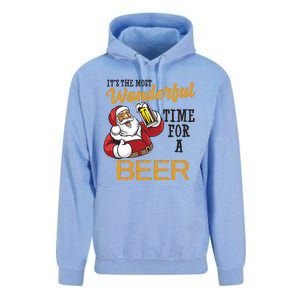 It's The Most Wonderful Time For A Beer Funny Santa Christmas Unisex Surf Hoodie