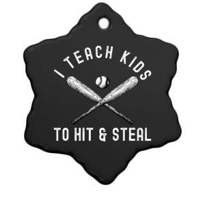 I Teach My To Hit And Steal Funny Baseball Dad Ceramic Star Ornament