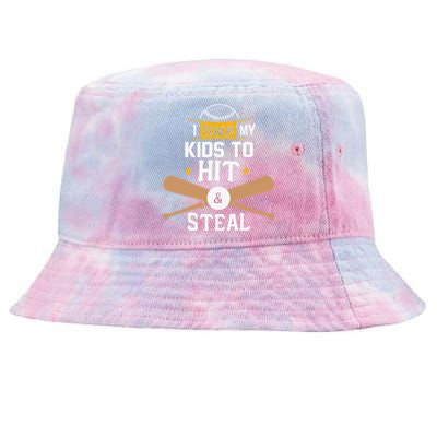 I Teach My To Hit And Steal Funny Gift Baseball Dad Gift Tie-Dyed Bucket Hat